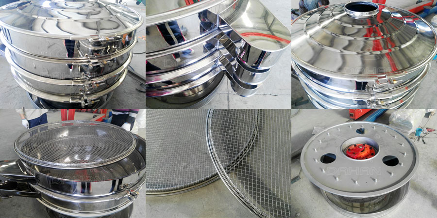 藕粉丝瓜视频黄片地址细节：锁紧扣，出料口，防尘盖，筛网，振动底座。