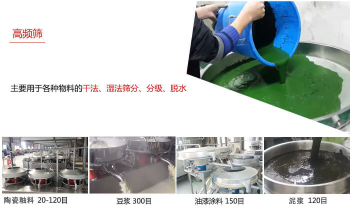 用于各种物料的干法，湿法，分级，脱水等功能