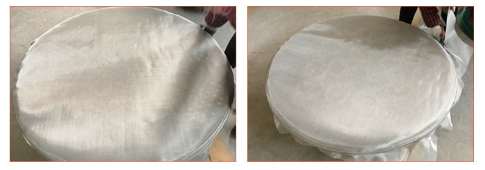 食品丝瓜视频黄片地址筛网安装步骤2，利用束环将筛网固定在网架上，并将筛网拉紧。